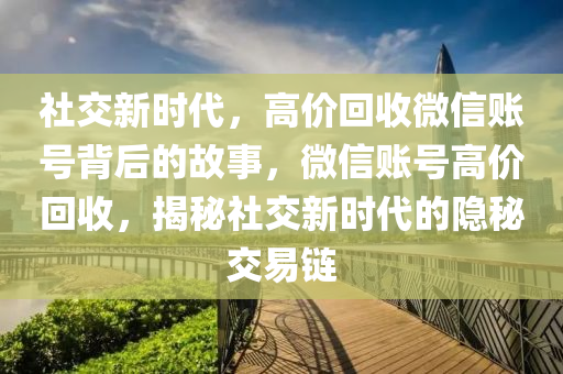 社交新时代，高价回收微信账号背后的故事，微信账号高价回收，揭秘社交新时代的隐秘交易链
