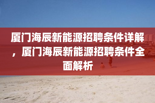 厦门海辰新能源招聘条件详解，厦门海辰新能源招聘条件全面解析