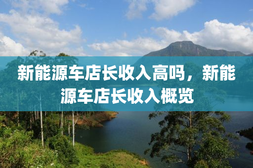 新能源车店长收入高吗，新能源车店长收入概览
