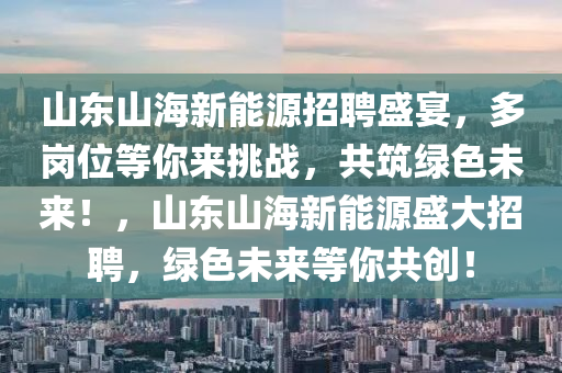山东山海新能源招聘盛宴，多岗位等你来挑战，共筑绿色未来！，山东山海新能源盛大招聘，绿色未来等你共创！