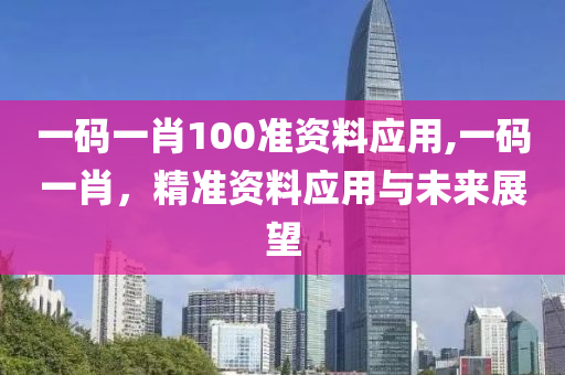 一码一肖100准资料应用,一码一肖，精准资料应用与未来展望