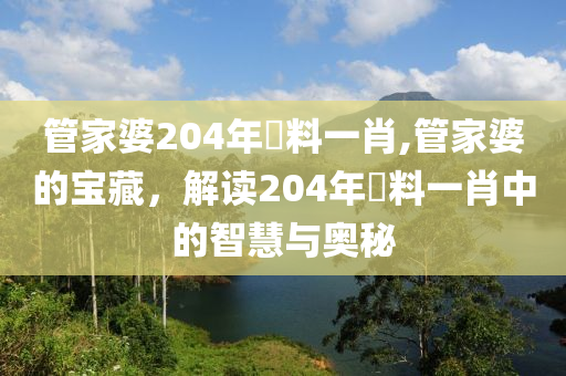 管家婆204年資料一肖,管家婆的宝藏，解读204年資料一肖中的智慧与奥秘